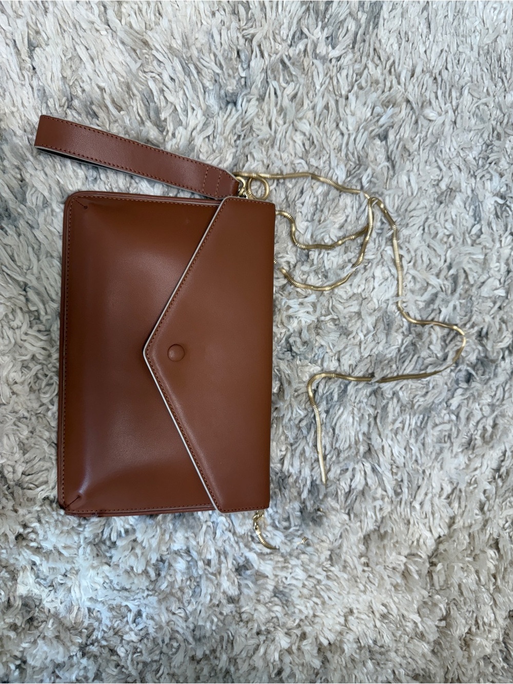Antonio Melani Rita Envelope Crossbody Wristlet Clutch, Cognac Leather